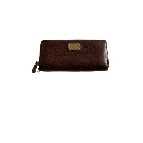 Michael Kors Jet Set Travel Zip Around Wallet Brown Leather - Picture 2 of 9